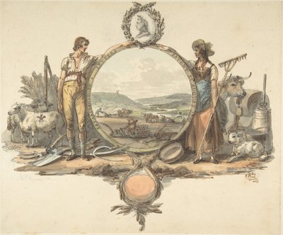 正面画的设计，约1793年。 作者 乔赛亚·博伊德尔