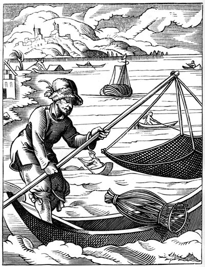 渔夫，16世纪，1849年。 作者 约斯特安曼