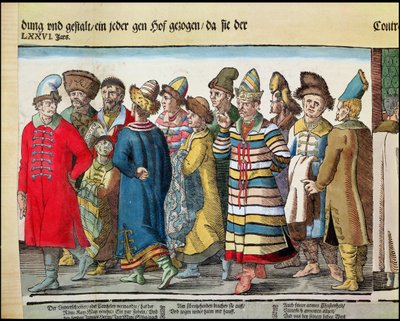 1576年俄罗斯15000-84伊万伟大使馆在雷根斯堡的神圣罗马帝国皇帝的彩色木刻细节173050和88595 作者 约斯特安曼