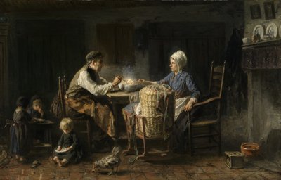节俭的一餐（布面油画） 作者 以色列的约瑟夫 (1824-1911)