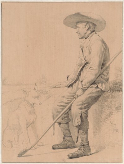 牧羊人和狗坐在一起 作者 Jozef Hoevenaar