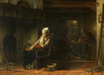一个不快乐的女人，或国内的悲伤，1859年 作者 约瑟夫·以色列