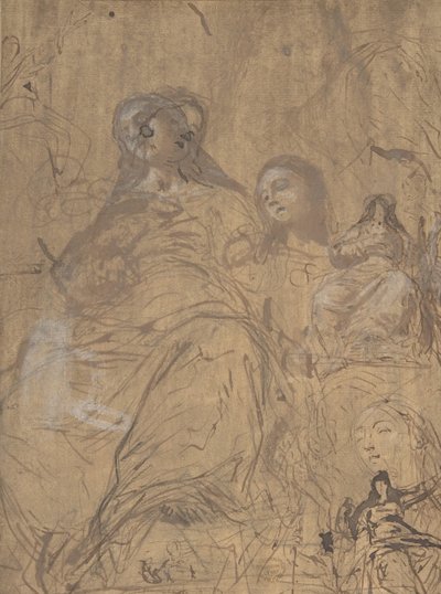圣母升天的研究，1657-60。 作者 胡安·卡雷诺·德·米兰达