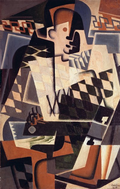 1917年用吉他丑角 作者 Juan Gris