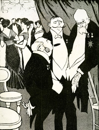 1908年的一次会议期间，俄罗斯特使与其他领导人就保卫土耳其进行了辩论。 作者 胡安·格里斯