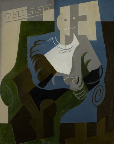 坐着的丑角，c.1920 作者 胡安·格里斯