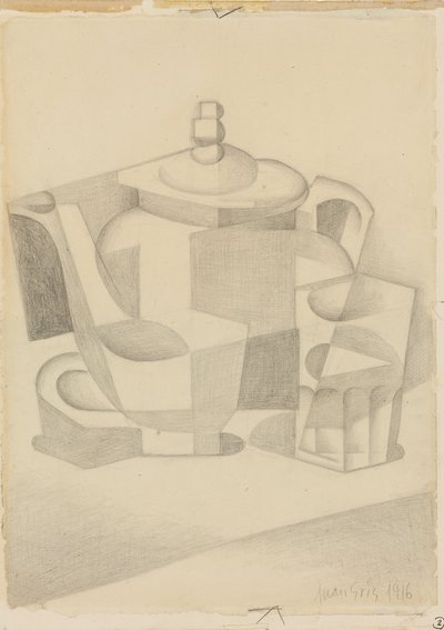 静物与茶壶； 1916年自然剧院 作者 胡安·格里斯