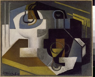 静物与水果碗 - 胡安-格里斯（1887-1927）的画作 作者 胡安·格里斯