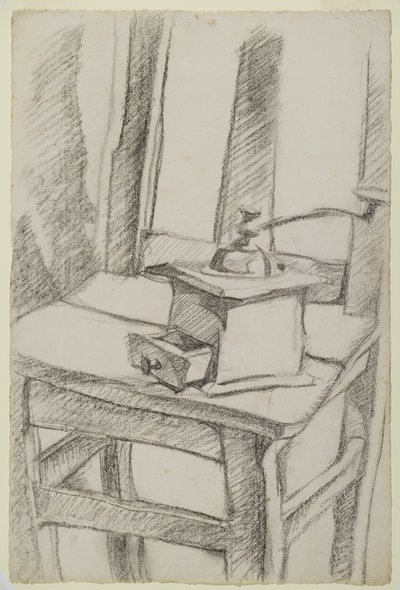 咖啡研磨机（1911年）（纸上的木炭） 作者 胡安·格里斯
