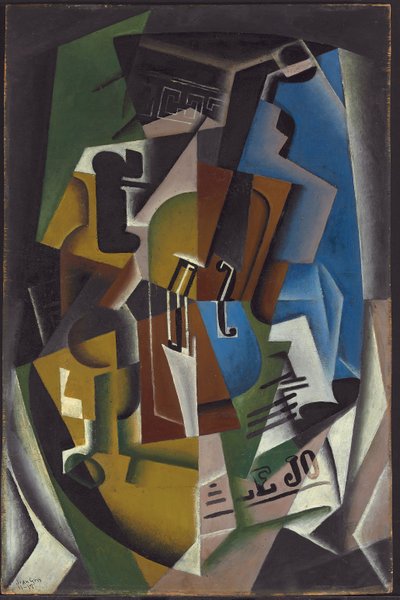 小提琴和报纸； Violon et journal，1917年 作者 胡安·格里斯
