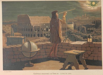 哥白尼在罗马。摘自：《科学和它的人》，1879年。 作者 胡安·普拉内拉·罗德里格斯