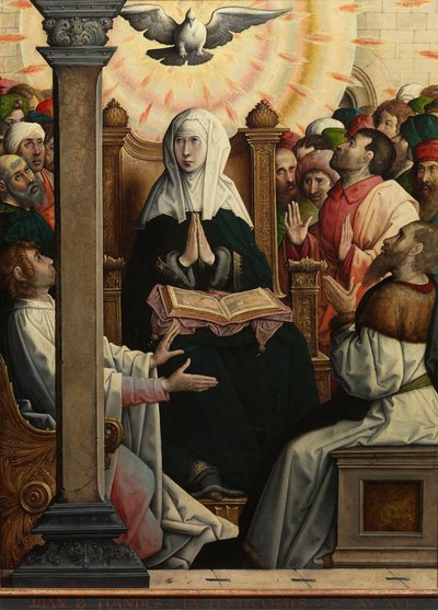 "" Pentecote "" (Pentecost) Peinture by Juan de Flandes (vers 1465-1519) 1514-1519 Dim 110x84 cm Museo del Prado, Madrid 作者 胡安·德·法兰德斯