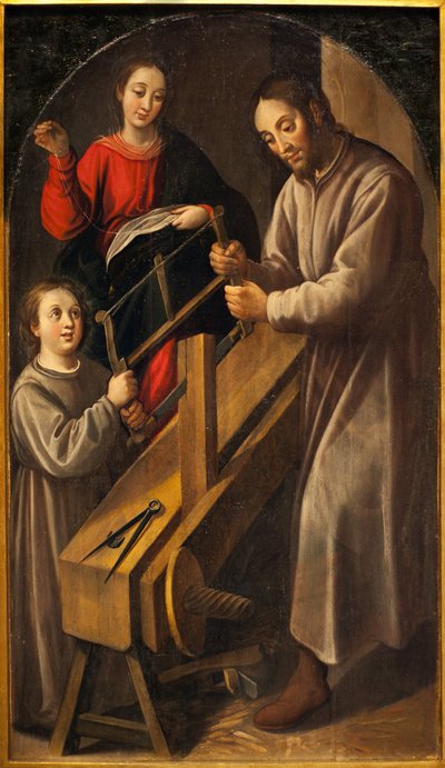 拿撒勒的作坊。 胡安·德尔·卡斯蒂略（Juan del Castillo，约 1590-1658 年）绘画，布面油画，约 1634-1636 年。 西班牙塞维利亚美术博物馆。 作者 胡安·德尔卡斯蒂略