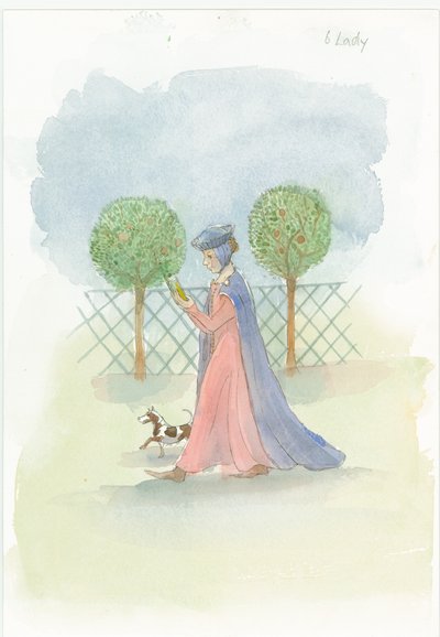 花园里的中世纪女士，2004年。 作者 朱迪思·多比