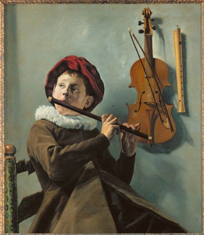吹笛子的男孩（布面油画） 作者 Judith Leyster
