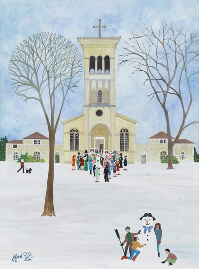 圣拉斐尔教堂，金斯顿，2009 年（纸上水粉画） 作者 朱迪·乔尔