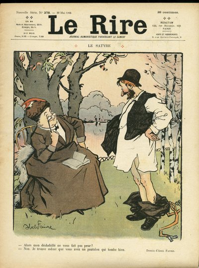 Abel Faivre (1867-1945)为《Lire》杂志封面创作的插图，30/05/08 - 萨蒂尔 - 自然界的植物，爱情，时尚，树木，玻璃制品 作者 朱尔斯·亚伯·费弗尔