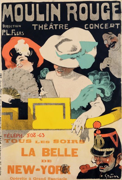 红磨坊》。纽约的美女》，约1895年。 作者 儒勒·亚历山大·格林