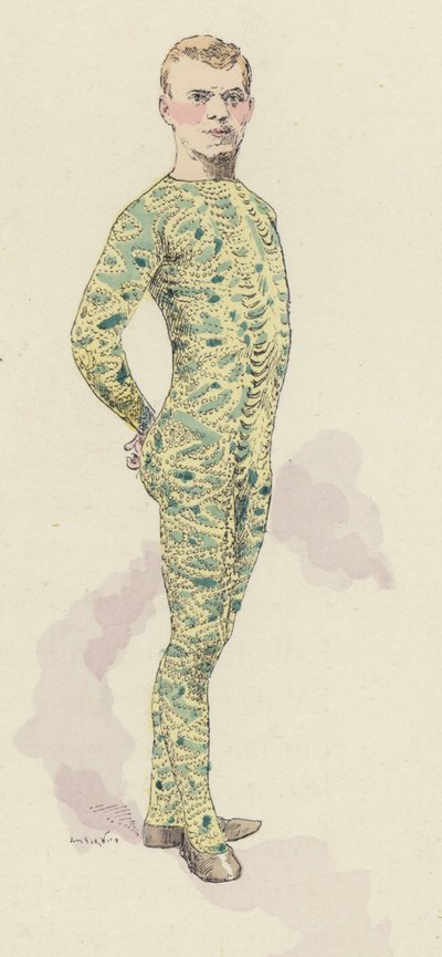 身着紧身衣的马戏团体操运动员（彩色石版画） 作者 朱尔斯·阿森（后）卡尼尔