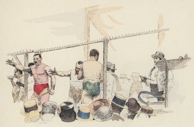 展会上的杂耍（彩色石版画） 作者 朱尔斯·阿森（后）卡尼尔