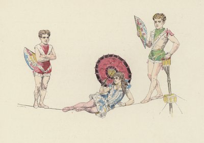 走钢丝艺术家（彩色石版画） 作者 朱尔斯·阿森（后）卡尼尔