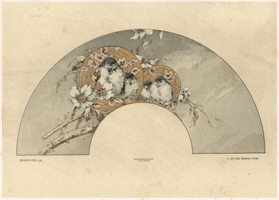 鸟类，来自&39;装饰幻想&39;的板2，由Gillot雕刻，由Jules Rouam出版，巴黎艺术书店，1887年（彩色雕刻） 作者 朱尔斯·奥古斯特·哈伯特·戴斯