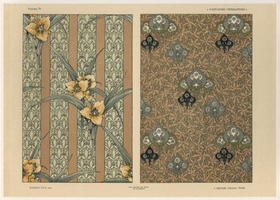 鲜花，来自&39;装饰幻想&39;的34块，由Gillot雕刻，由Jules Rouam出版，巴黎艺术书店，1887年（彩色版画） 作者 朱尔斯·奥古斯特·哈伯特·戴斯