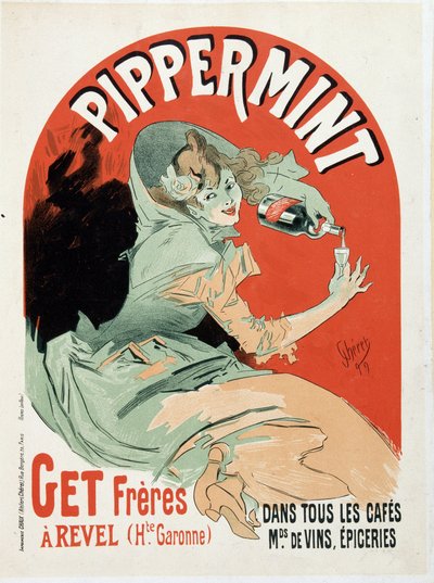 Pippermint Get Freres的广告海报 - 作者：Jules Cheret 作者 朱尔斯·切雷特（Jules Cheret）