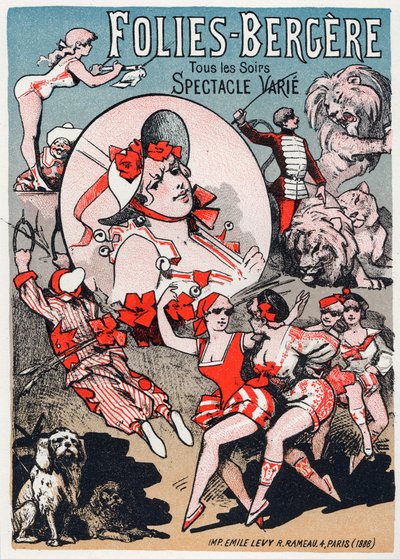 Art. Entertainment. Show at the Folies Bergeres, Paris. Poster by Jules Cheret, France 作者 朱尔斯·切雷特（Jules Cheret）