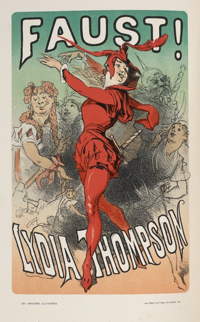 浮士德》，选自 "Les affiches illustrées.Ouvrage orné de......"，作者 Ernest Maindron 作者 朱尔斯·切雷特（Jules Cheret）