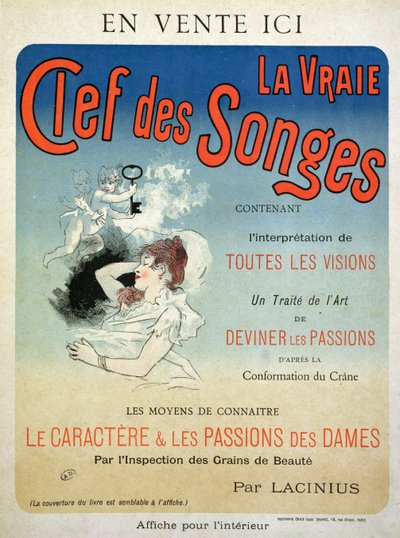 海报在1892年为Lacinius的书“The True Key of Dreams”做广告 作者 朱尔斯·切雷特（Jules Cheret）