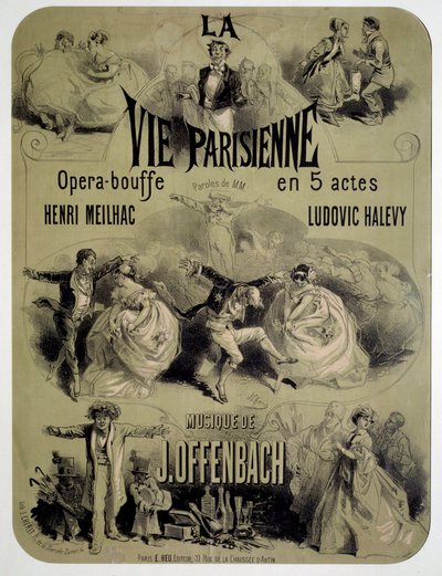 Poster for opera food “La vie parisienne” by Jacques Offenbach (1819-1880) 作者 朱尔斯·切雷特（Jules Cheret）