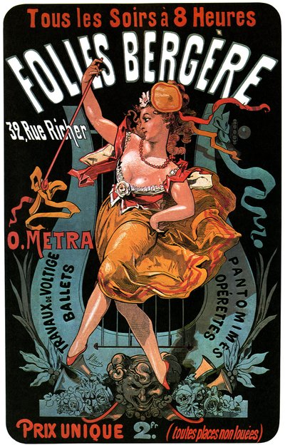 Poster for the Folies-Bergere 1874 by Jules Cheret (1836-1932) - aerobatic works, ballets, pantomimes, operettes, dance, dancer, music hall (music hall), gay Paris, Paris by night - 作者 朱尔斯·切雷特（Jules Cheret）