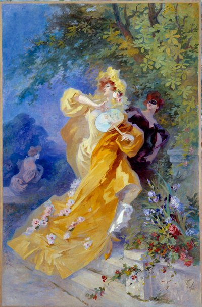 儒勒-谢雷(1836-1932)的《黄色多米诺》画作 20世纪尼斯，谢雷博物馆 作者 朱尔斯·切雷特（Jules Cheret）
