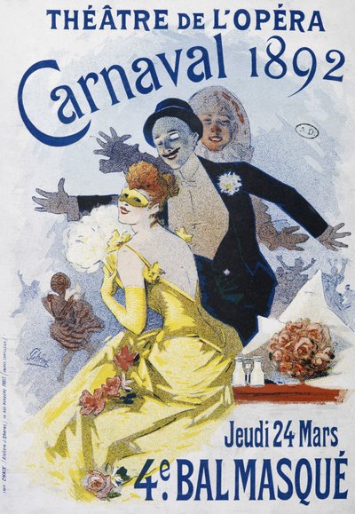 歌剧院：1892 年的大戏，第四个舞会面具 - Jules Cheret 的海报 作者 朱尔斯·切雷特（Jules Cheret）