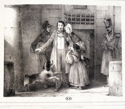 离开监狱并与家人团聚的男子，约1830年。 作者 朱尔斯·大卫