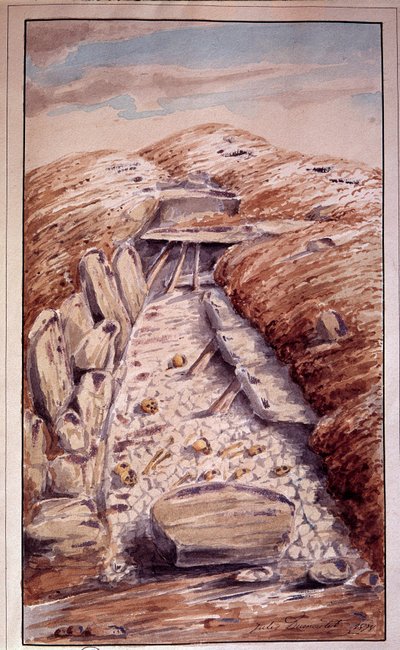 史前史：埃唐拉维尔（伊夫林省）的支石墓，Jules Dumoutet 的水彩画（1815-1880 年） 作者 朱尔斯·杜穆泰