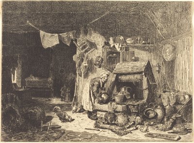 农舍内部 作者 Jules Dupré