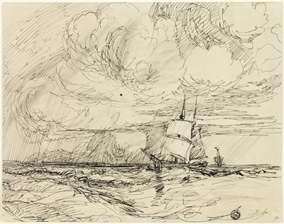 风暴中的海上船只 作者 Jules Dupré