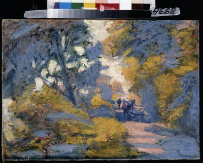 阳光明媚的路。 儒勒·莱昂·弗兰德林 (Jules Leon Flandrin) 的绘画 (Jules Leon Flandrin) 作者 朱尔斯·弗兰德琳