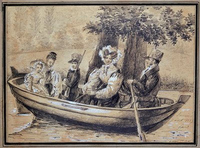 Ségur 一家（伯爵、伯爵夫人和他们的孩子）乘船 - J.H. 劳尔，1829 年 8 月 作者 朱尔斯·劳尔（Jules Laure）