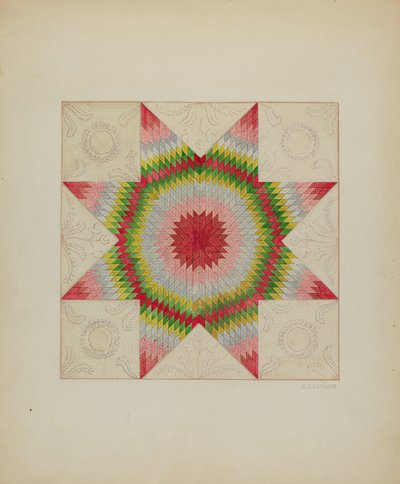 拼布被子，约1936年。 作者 儒勒·勒费弗尔