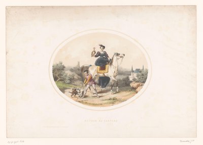 贵族妇女与马背上的猎鹰
Retour au château（物品上的标题） 作者 约瑟夫·罗斯·勒默西尔