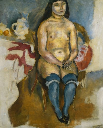 亚洲人穿蓝色丝袜；蓝底亚洲人，1922年 作者 朱尔斯·帕辛
