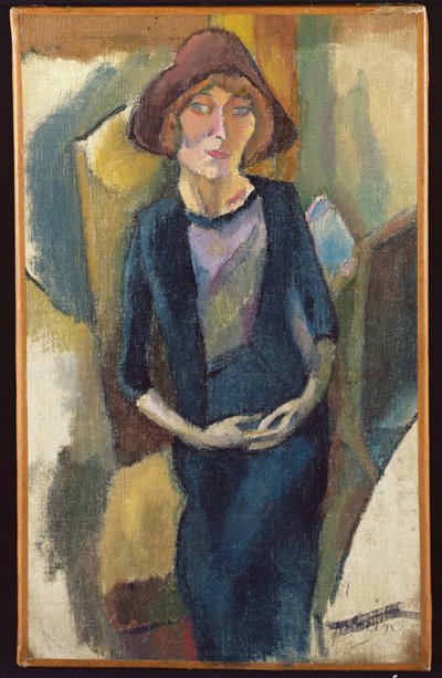 Hermine David in Blue，1916 作者 朱尔斯·帕辛