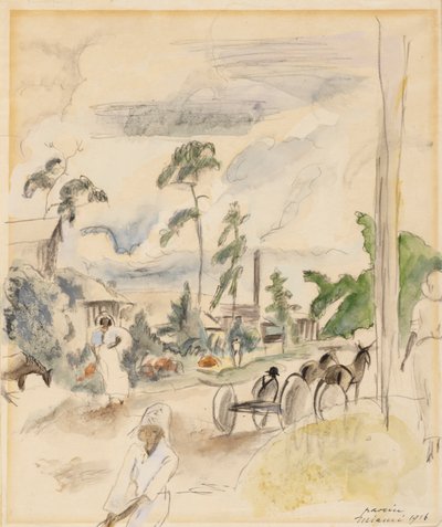 风景与数字，迈阿密，1916年（纸上wc） 作者 朱尔斯·帕辛