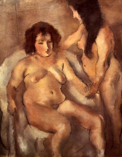 两个裸体女人（波尔多）约1919年（布面油画）。 作者 朱尔斯·帕辛