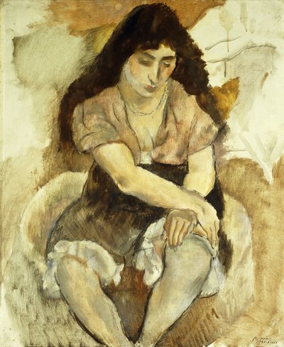 少妇坐;坐着的小女孩，1921年 作者 朱尔斯·帕辛
