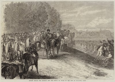 在巴黎布洛涅森林（Bois de Boulogne）观看皇帝和威尔士亲王之前的评论 作者 Jules Pelcoq