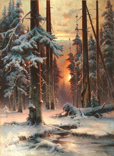 杉木林冬日的夕阳，1889年 作者 朱莉·朱利耶维奇·克莱弗